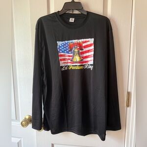 Black Long Sleeve Shirt with American Flag and Liberty Bell